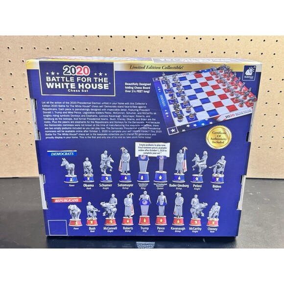 2020 Battle for the White House Chess Set Democrats vs Republicans COA NEW - Picture 3 of 4